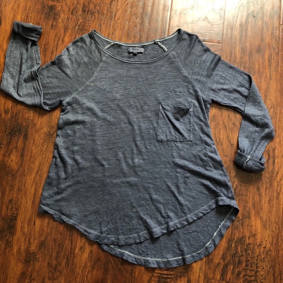 Madewell Tops - Madewell grey blue thin long sleeve SZ S